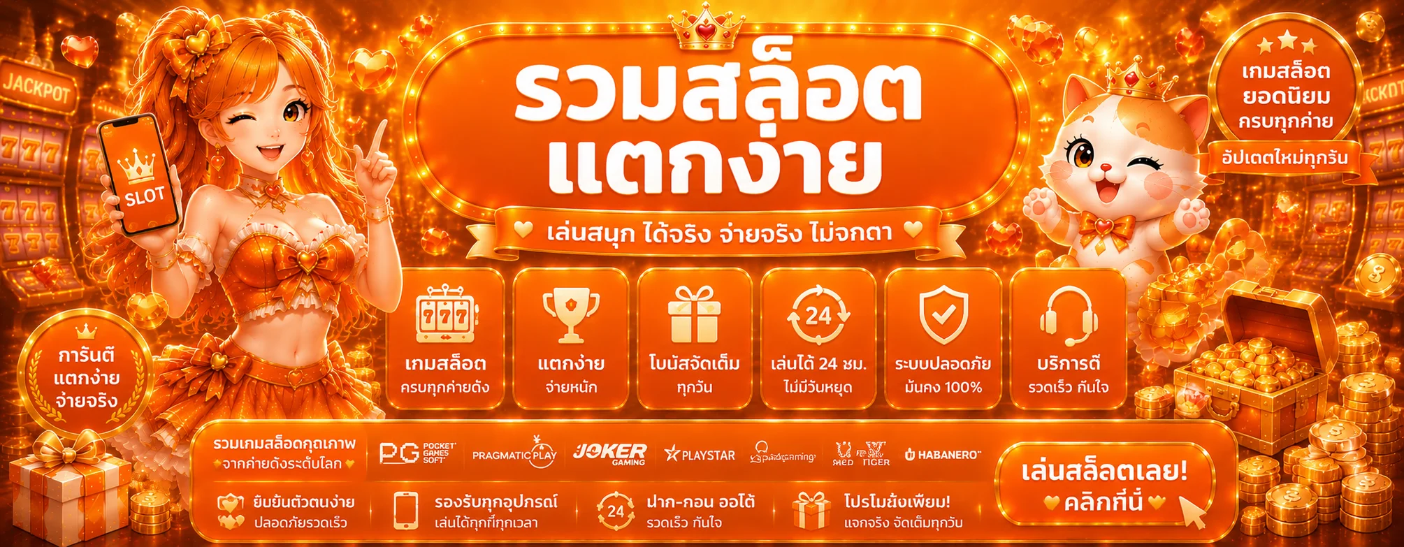 Miracle55 สล็อตรวมค่ายเกมและตัวละคร PG Soft